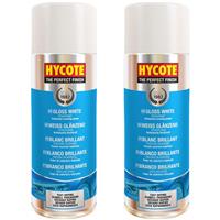 Hycote Colour Spray Paint Aerosol XUK032 Gloss White 400mL x 2 Fast Drying
