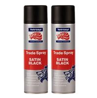 Tetrosyl Satin Black Trade Aerosol Adjustable Nozzle Spray Paint 500ml X2