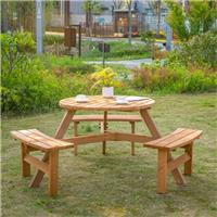 Garden Round Table Chair Benches Wooden 6 Seater Patio Umbrella Hole Outdoor