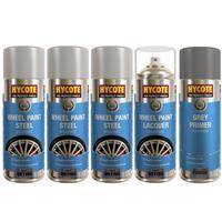 Hycote Steel Grey Wheel Spray Paint x3 with Lacquer & Etch Primer - Alloy Refurb