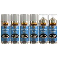 Hycote Silver Alloy Wheel Paint x4 and Lacquer x2 Alloy Wheel Refurb Kit
