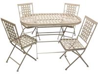 Woodside Folding Metal Outdoor Garden Patio Dining Table And 4 Chairs Set