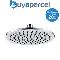 Round 200mm Fixed Shower Head Chrome Single Mode Rub Clean + Swivel Ball Joint