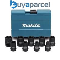 Makita 9 Piece Wrench Socket Set 1/2" Sq Drive Metric + Retaining Pin 8mm - 24mm