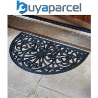 Smart Garden Half Moon Rubber Victorian Cast Iron Style Door Mat Black Doormat