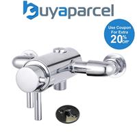 Ruby Chrome Thermostatic Dual Control Exposed Shower Mixer Valve - 150mm Centres