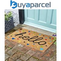 Smart Garden Hearty Heart Hello Coir Doormat PVC Backing Mat Indoor Outdoor