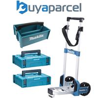Makita Foldable MakPac Case Trolley Sack Truck + 2 x Makpac Cases + Tote Tray
