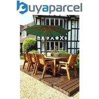Charles Taylor 8 Seater Wooden Rectangular Dining Table & Chairs Parasol Green