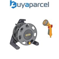 Hozelock 2410 Compact Floor Standing Hose Reel & 2679 Multi Spray Gun