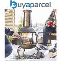 La Hacienda 56156 Leon Medium Chimenea Chiminea Mesh Bronze Steel Garden Heater
