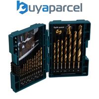 Makita 19 Piece HSS TiN Metal Steel Drill Bit Set Titanium 1-10mm Bits + Case