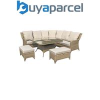 Signature Weave Sarah Wicker Corner Sofa Dining Table Bench Ice Bucket Set Beige