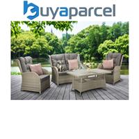 Signature Weave Meghan Wicker 4 Seater Sofa Arm Chair Set & Supper Table Grey