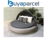 Signature Weave Madison Wicker Garden Large Day Bed Sun Lounger Canopy Grey