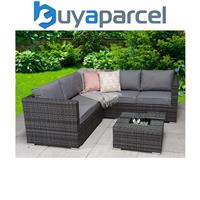 Signature Weave Georgia Wicker Corner Sofa Seat Coffee Table + Ice Bucket Grey