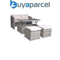 Signature Weave Gemma Wicker Compact Sofa Lift Up Coffee Table & 2x Stools Brown