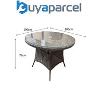 Signature Weave Florence Wicker 4 Seater Round Dining Table Brown 100cm
