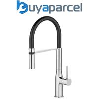 Black Modern Monobloc Kitchen Mixer Tap Pull Out Hose Single Lever Chrome + Fit