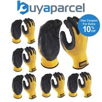 6 x Dewalt DPG70L EU Yellow Knit Back Latex Gloves - Large DEWGRIPPER