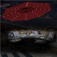 3M Garden Parasol LED Banana Hanging Umbrella Cantilever Sun Shade Wine Red