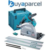 Makita SP001GZ03 40v MAX XGT Brushless Plunge Saw 165mm + 2x 1.5m Guide Rails