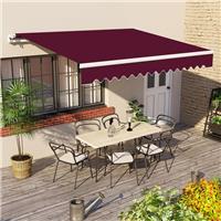 2.5x2M Garden Patio Manual Awning Canopy Sun Shade Shelter Retractable Wine Red