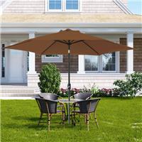2.7M Outdoor Parasol Patio Round Sun Shade Garden Canopy Umbrella Crank Coffee