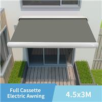 Retractable Full Cassette Electric Garden Awnings Sun Shade Canopy 4.5x3M Grey