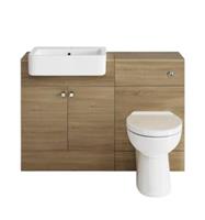 Bathroom Suite Combined Furniture Vanity Unit Sink Toilet WC Set & Back to Wall