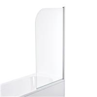 Shower Screen Over Bath Door 6mm Thick Glass 1400mm Chrome Curved Edge Panel