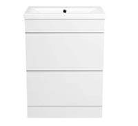 Bathroom Cabinet Vanity Unit Sink Basin Storage White Gloss Ceramic Drawers 60cm