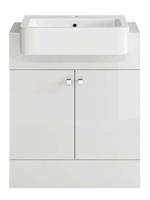 Bathroom Cabinet Vanity Unit Sink Basin Storage 660mm Gloss White Deep Furniture