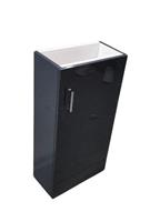 Vanity Unit & Sink Basin Bathroom Cloakroom Cabinet Compact Small Gloss Grey