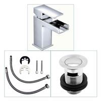 Bathroom Sink Taps Basin Faucet Mixer Chrome Filler Waterfall Double Lever Panel