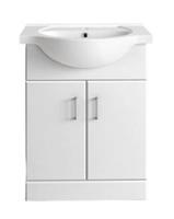 Bathroom Cabinet Vanity Unit Sink Basin Storage Furniture White Gloss 650mm