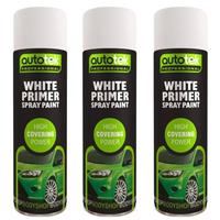 AutoTek White Primer Multi-Purpose Aerosol Spray Paint 500ml x3