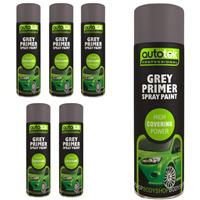 AutoTek Grey Primer Multi-Purpose Aerosol Spray Paint 500ml x6