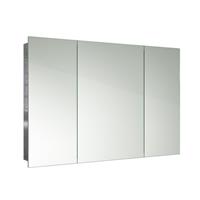 Bathroom Mirror Cabinet Wall Hung Mount 3 Doors Unit Stainless Steel 600 x 900mm
