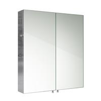 Bathroom Mirror Cabinet Wall Hung Mount Double Door Stainless Steel 670 x 600mm