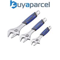 Faithfull FAIAS3PCA 3 Piece Matt Chrome Adjustable Spanner Wrench Set