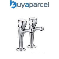 Bristan Club High Neck Sink Pillar Taps Chrome with Metal Heads VAC HNK C MT