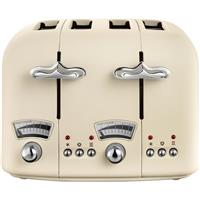 De'Longhi CT04.BG Argento Flora 4 Slice Toaster 1800W Defrost Function Beige