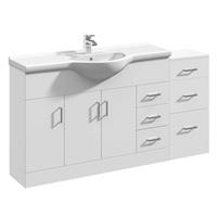 Vanity Unit with Sink Basin Storage Cupboard Bathroom Furniture Set Drawer 1550