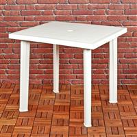 White Square Garden Plastic Lightweight Table Patio Deck Outdoor Furniture