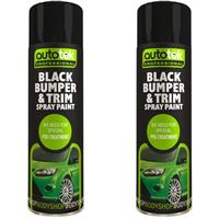 Black Bumper & Trim Aerosol Spay Paint 500ml Fast Dry AutoTek Professional x2