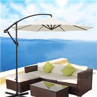 3M Garden Parasol Sun Shade Patio Banana Cantilever Hanging Umbrella Cream