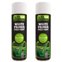 AutoTek White Primer Multi-Purpose Aerosol Spray Paint 500ml x2