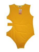 ORANGE CULTURE Men's Yellow Lemon Cutout Sleeveless Skin Bodysuit Size S NEW