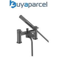Bristan Apelo Deck Mounted Bath Shower Mixer Tap Hose Shower Head Gun Metal Grey